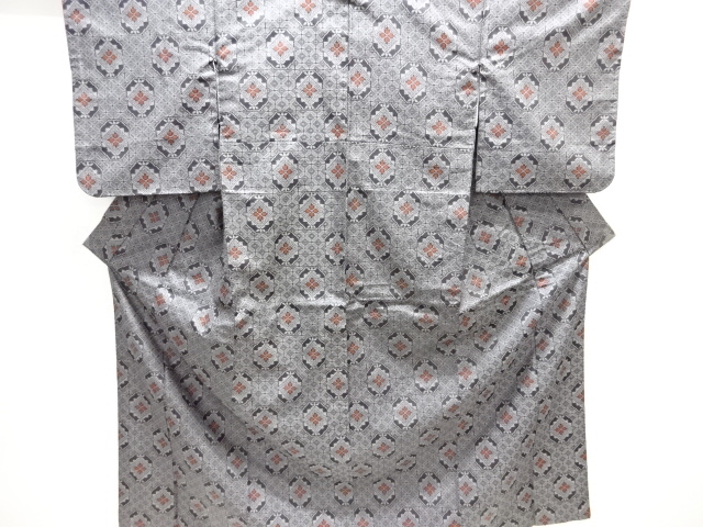JAPANESE KIMONO / NISHIJIN OMESHI / WOVEN WOVEN RHOMBUS FLOWER